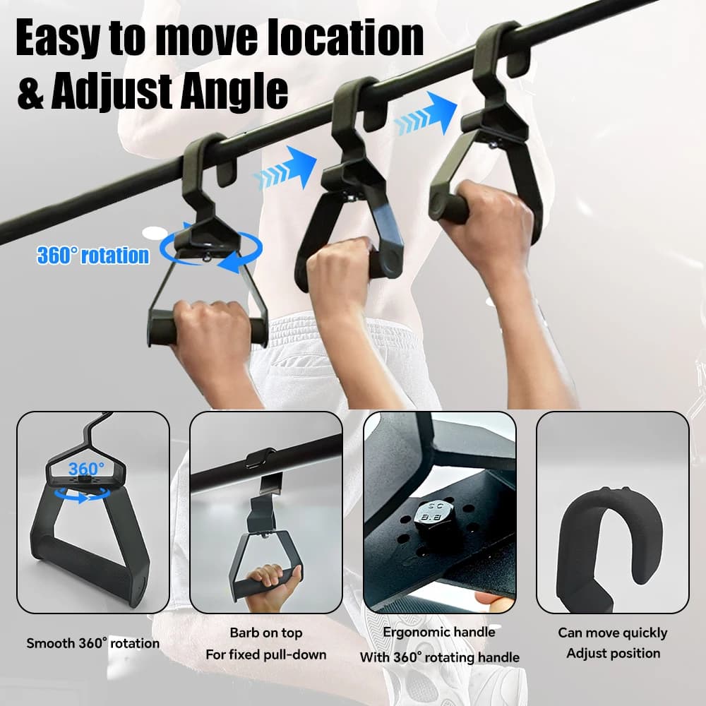 Poignées de traction prise neutre 2 pièces réglables 12 angles pour tirage vertical et rowing - Protection poignets
