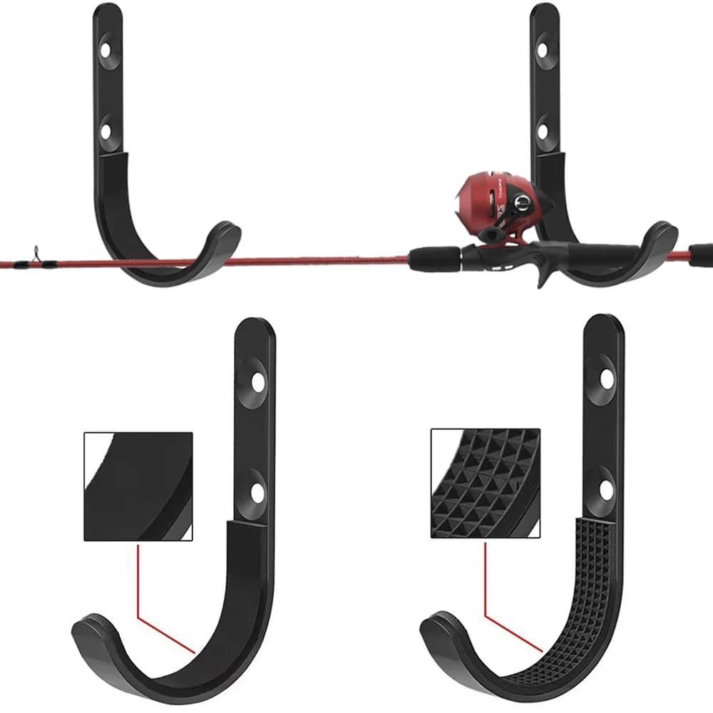 2 supports muraux pour cannes à pêche en acier inoxydable rangement pratique et fonctionnel