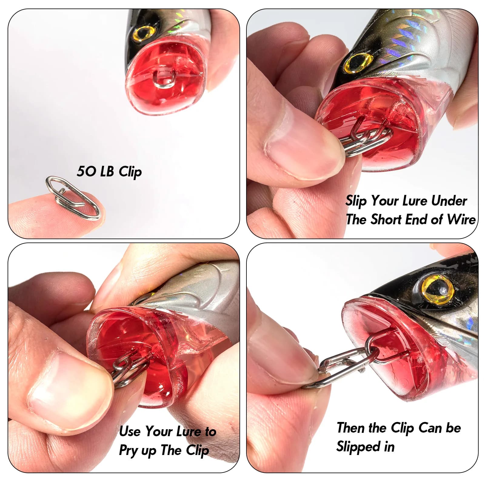 50 clips rapides acier inoxydable pour changement rapide de leurres crankbait swimbait