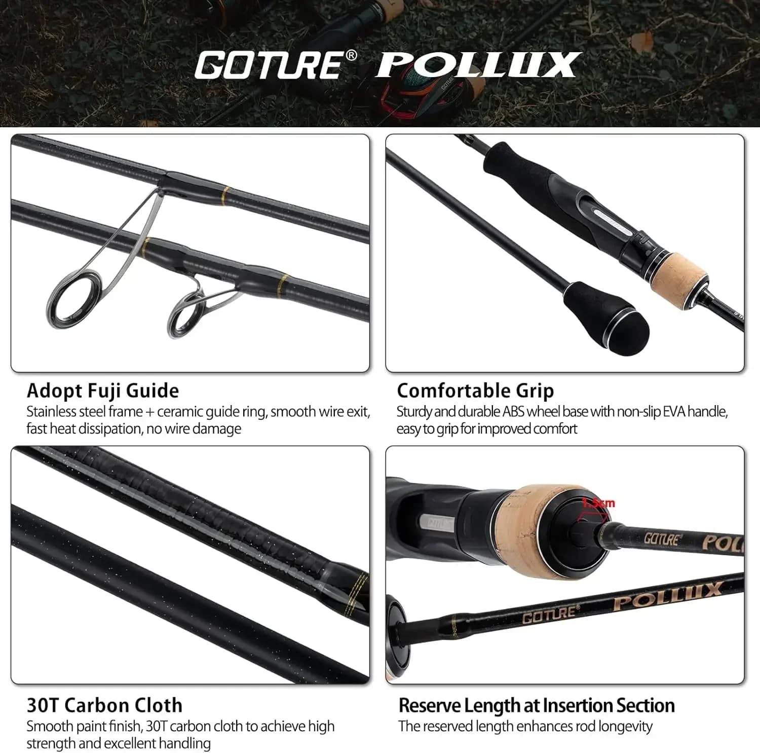 Canne slow jigging Goture Pollux ML/M/MH 1.83m anneaux Fuji qualité mer bateau action rapide