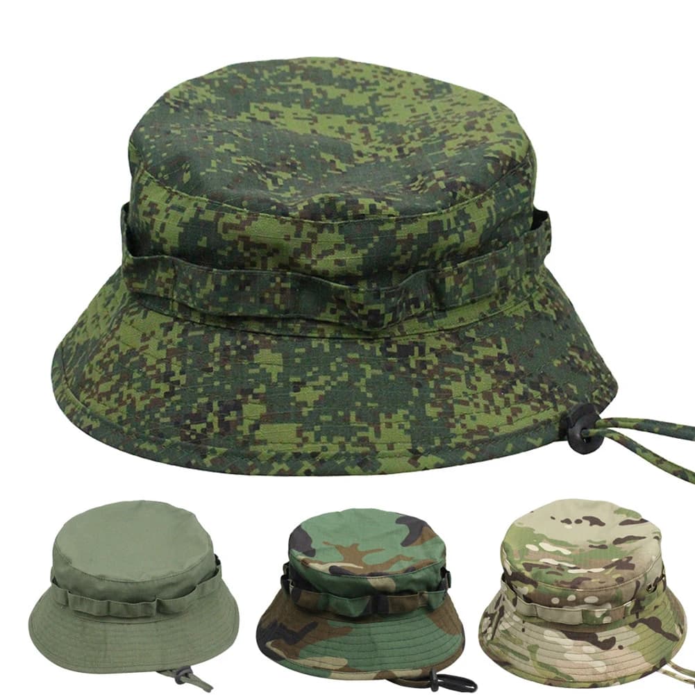 Chapeau boonie camouflage été - Bucket hat pêche chasse randonnée protection solaire unisexe