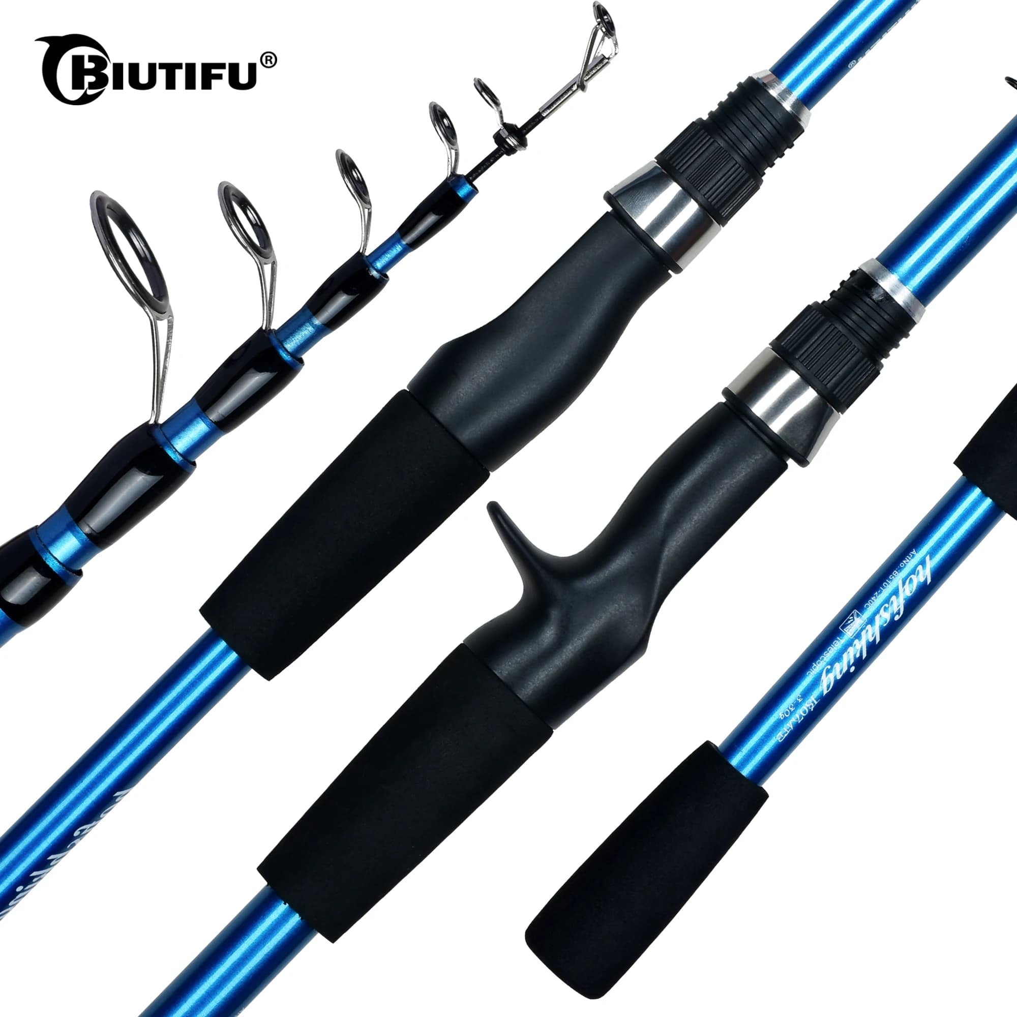 Canne télescopique BIUTIFU 1.8/2.1/2.4m pêche voyage - Carbon ultraléger 3-30g pour truite et leurres