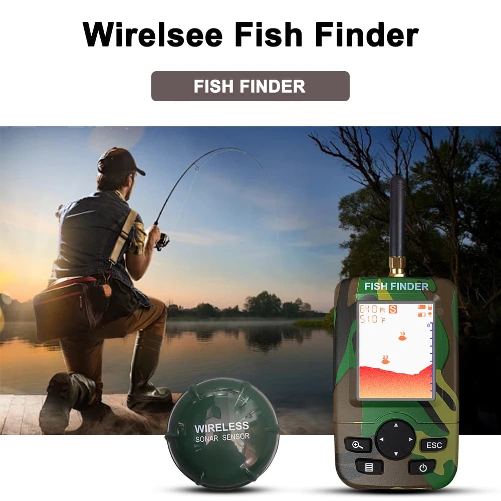 Sonar portable intelligent pêche main étanche détecteur poissons sans fil pour bateau kayak avec transducteur