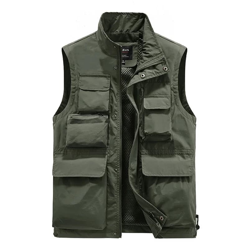 Veste de pêche homme multi-poches pour équipement extérieur, reportage et photographie