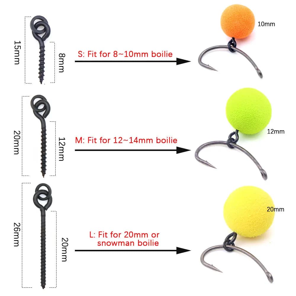 20 clips à boilies pour pêche carpe - Vis appâts artificiels et émerillons pour montages hair rig et method feeder
