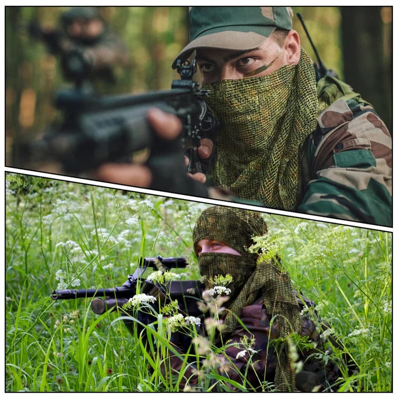 Foulard camouflage mesh sniper pour pêche - Voile visage discrétion pêche randonnée chasse extérieur