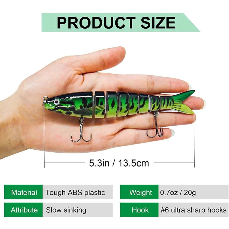 Leurre de pêche multi-articulé swimbait crankbait coulant lent bionique pour truite et perche eau douce