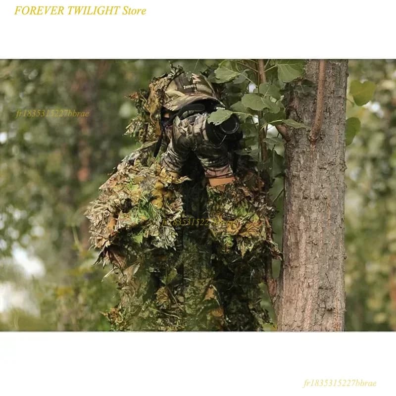 Poncho camouflage Ghillie feuille d'érable 120x160cm - Cape pêche sniper observation ornithologique airsoft