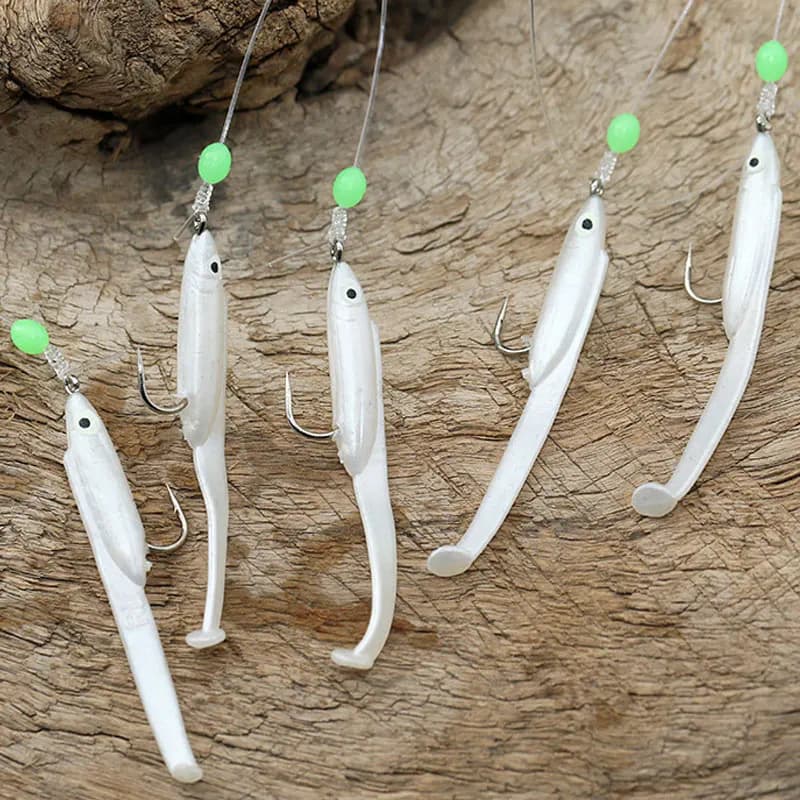Kit de leurres souples luminescents pour pêche en mer, appâts anguille et sabiki pour saurel, calmar et maquereau