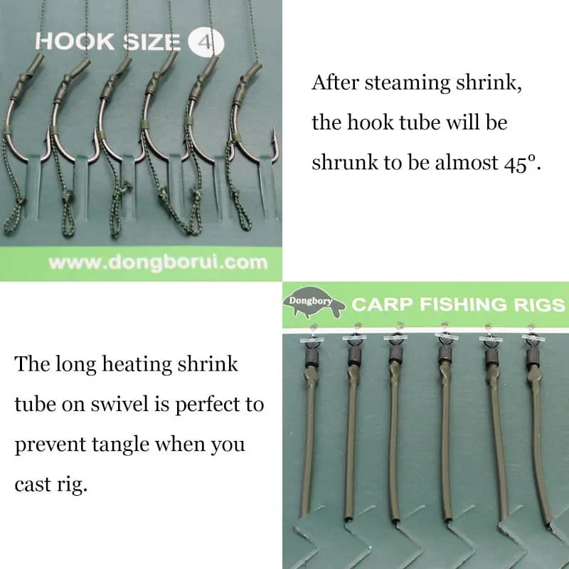 Kit 6 montages carp prêts à pêcher tailles 2 à 8 pour débutants pêche étang et lac