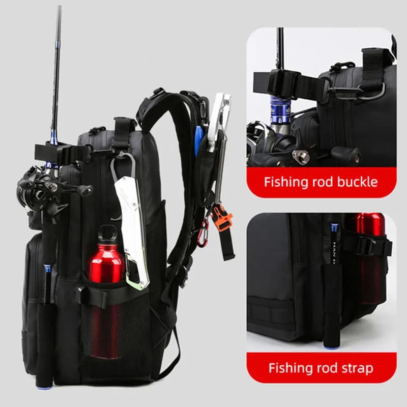 Sac à dos pêche molle étanche multifonction - Randonnée camping voyage avec porte-canne