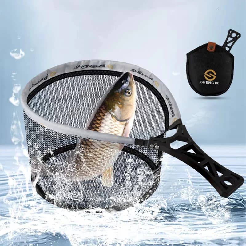 Épuisette pliable pêche à la mouche compacte - Filet de réception pliant pour truites en rivière