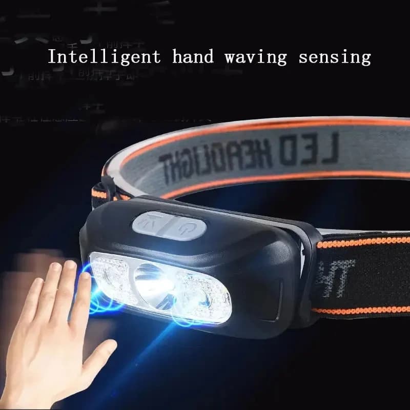 Lampe frontale détecteur de mouvement rechargeable HOMEFISH COB étanche pour pêche nocturne
