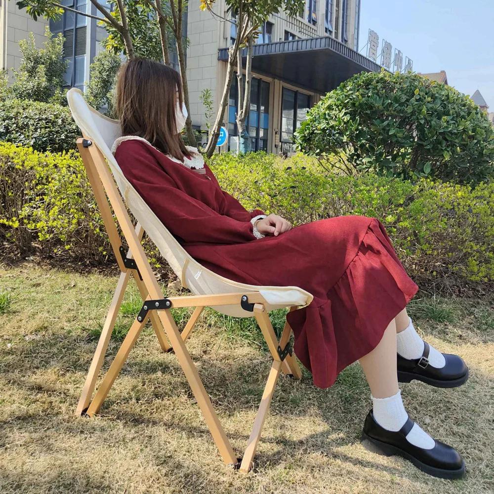 Chaise papillon pliante bois plage aluminium avec sac de rangement pour pêche randonnée barbecue voyage