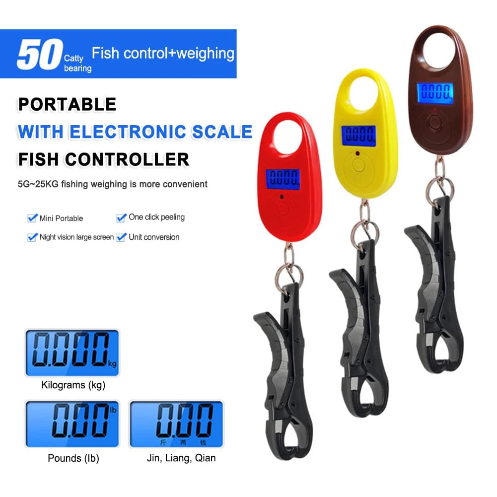 Balance digitale mini 3 modes avec pince 40kg - Pèse-bagages et pince à poisson pour activités extérieures