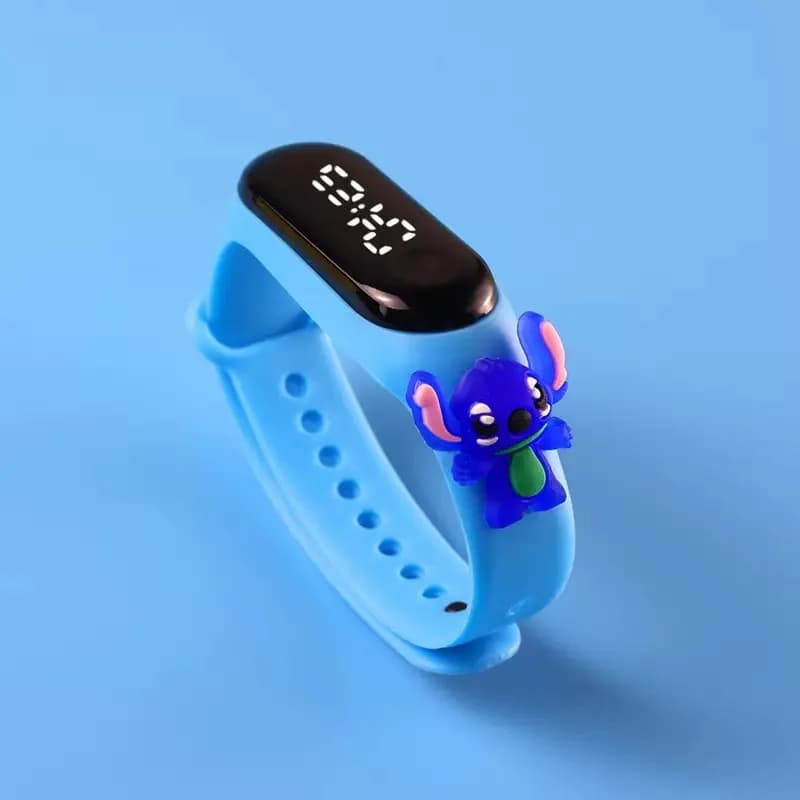 Montre enfant étanche fille garçon à bracelet électronique LED tactile design Mickey Mouse ou Spiderman