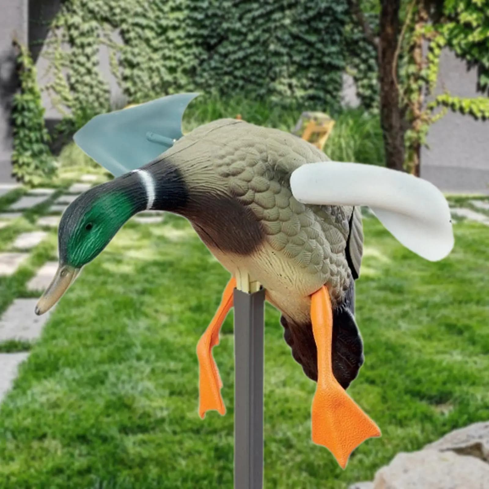Leurre canard colvert rotatif à vent - Modèle plastique réaliste pour chasse et décoration extérieure