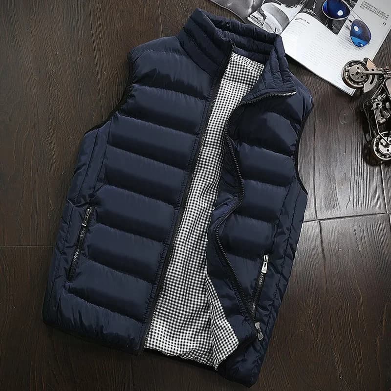 Gilet homme chaud hiver sans manches coupe-vent matelassé en coton pour pêche et loisirs