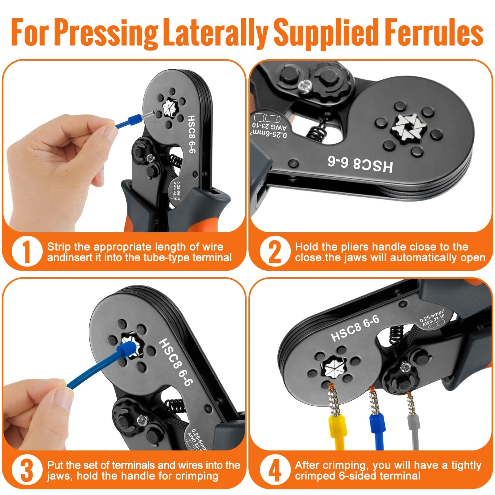 Kit de sertissage auto-ajustable hexagonal 23-7AWG - Outil professionnel pour bornes fils équipements pêche
