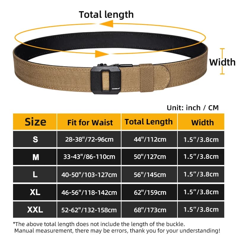 Ceinture tactique rigide 1.5 pouces IDOGEAR boucle automatique - Équipement pêche IPSC durable 3430