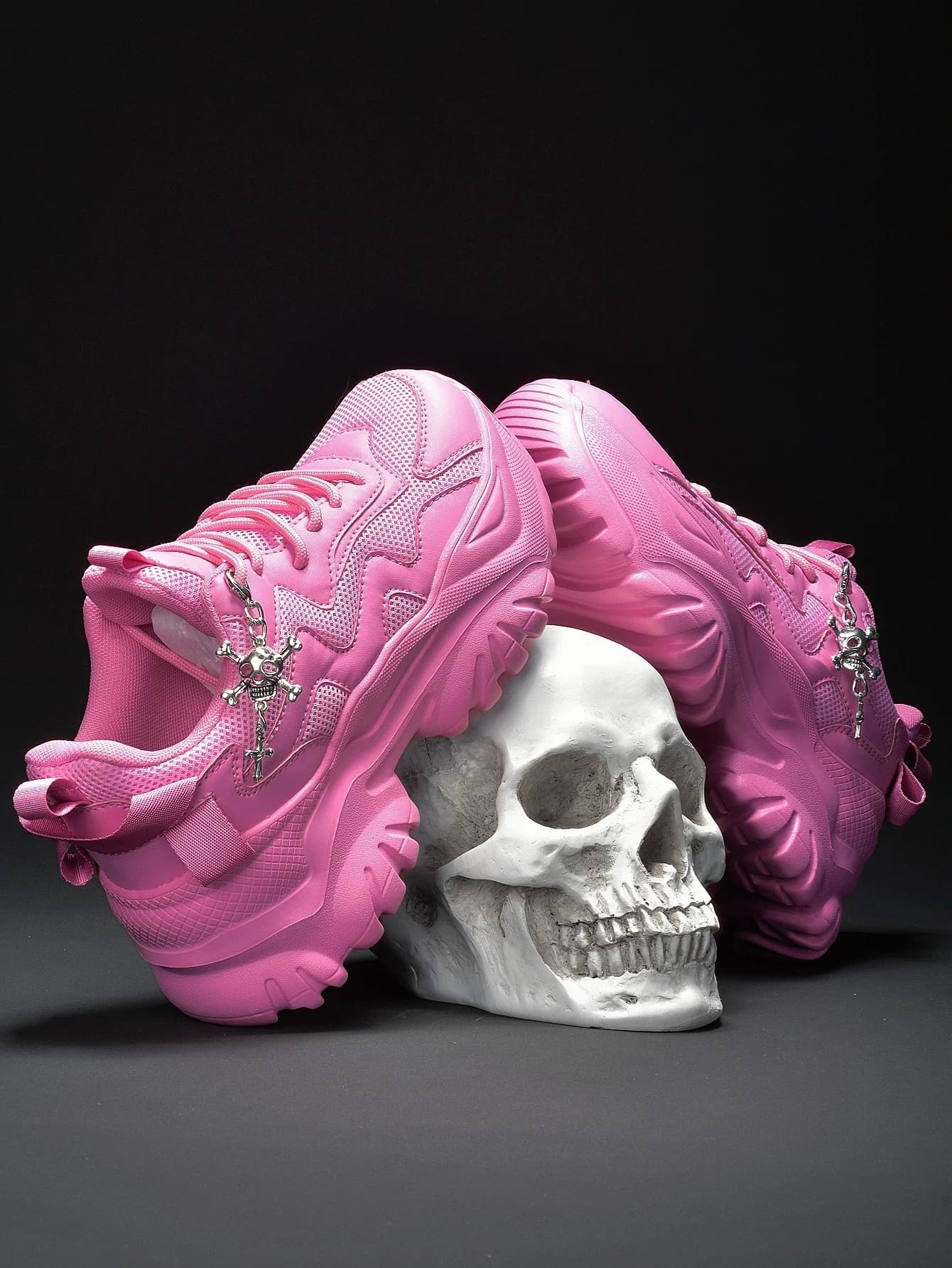 Chaussures vulcanisées pêche femme noires plateforme style punk Halloween pour pêche alternative