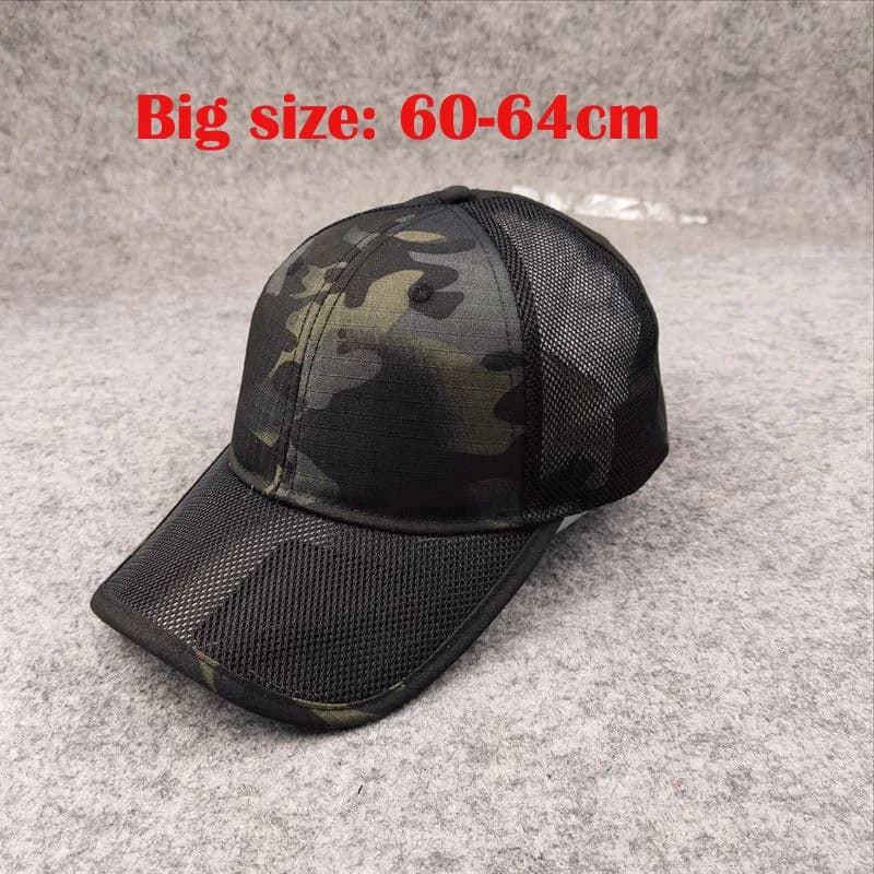 Casquette mesh grande taille pêche été - Baseball cap réglable homme camouflage jungle 62cm