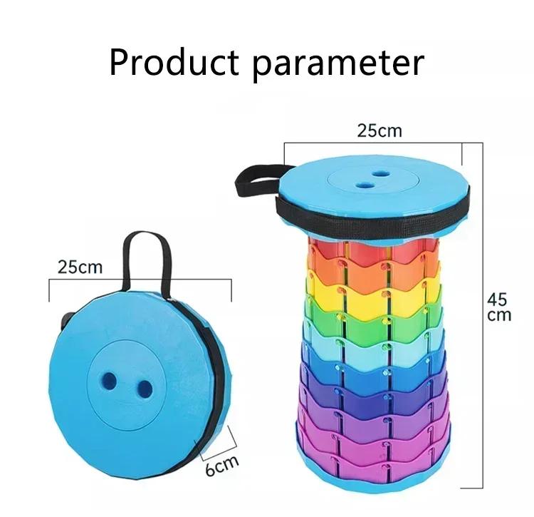 Tabouret rétractable arc-en-ciel épais pour train, pêche et sorties extérieures portables