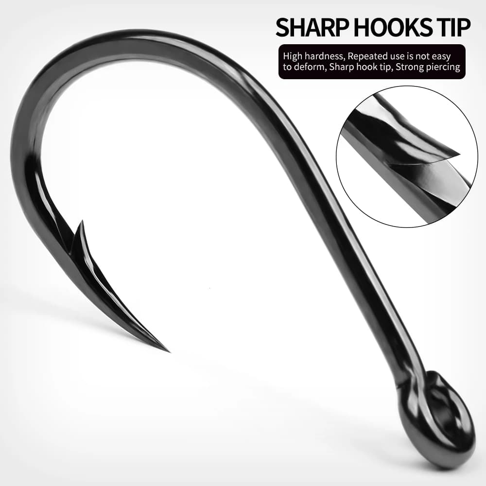 50 hameçons PROBEROS 1/0#-10/0# acier carbone barbelés pour pêche mer et eau douce