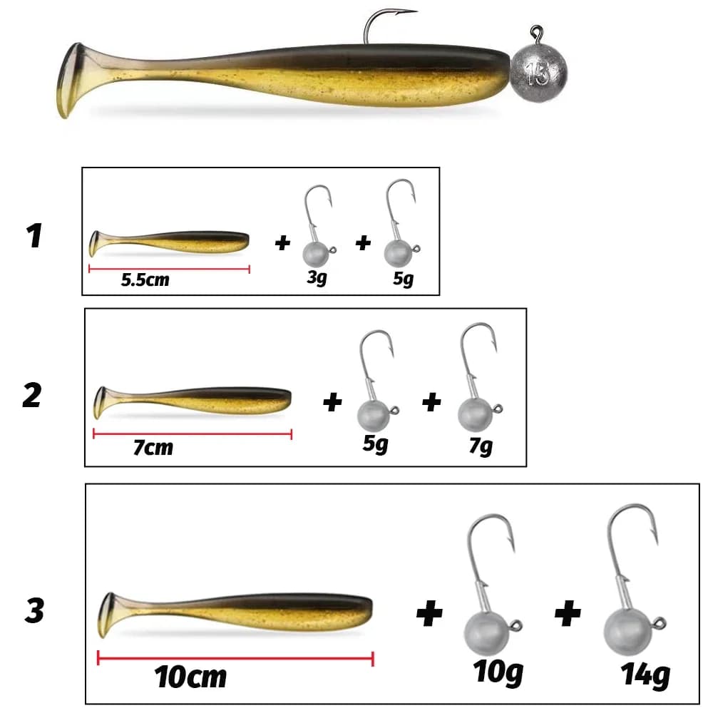50 leurres métalliques jig de 3g à 14g pour pêche verticale - Kit complet avec têtes plombées et hameçons