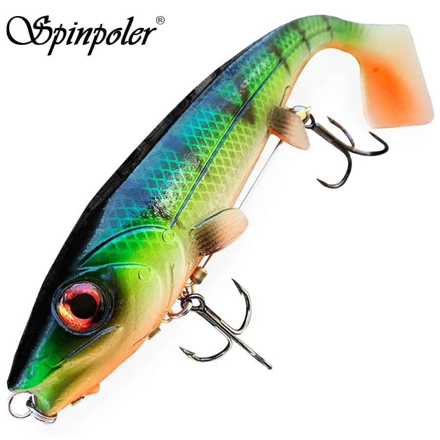 Leurre souple Spinpoler 14cm/18cm avec montage stinger - Appât silicone pêche mer gros poissons jigging trolling