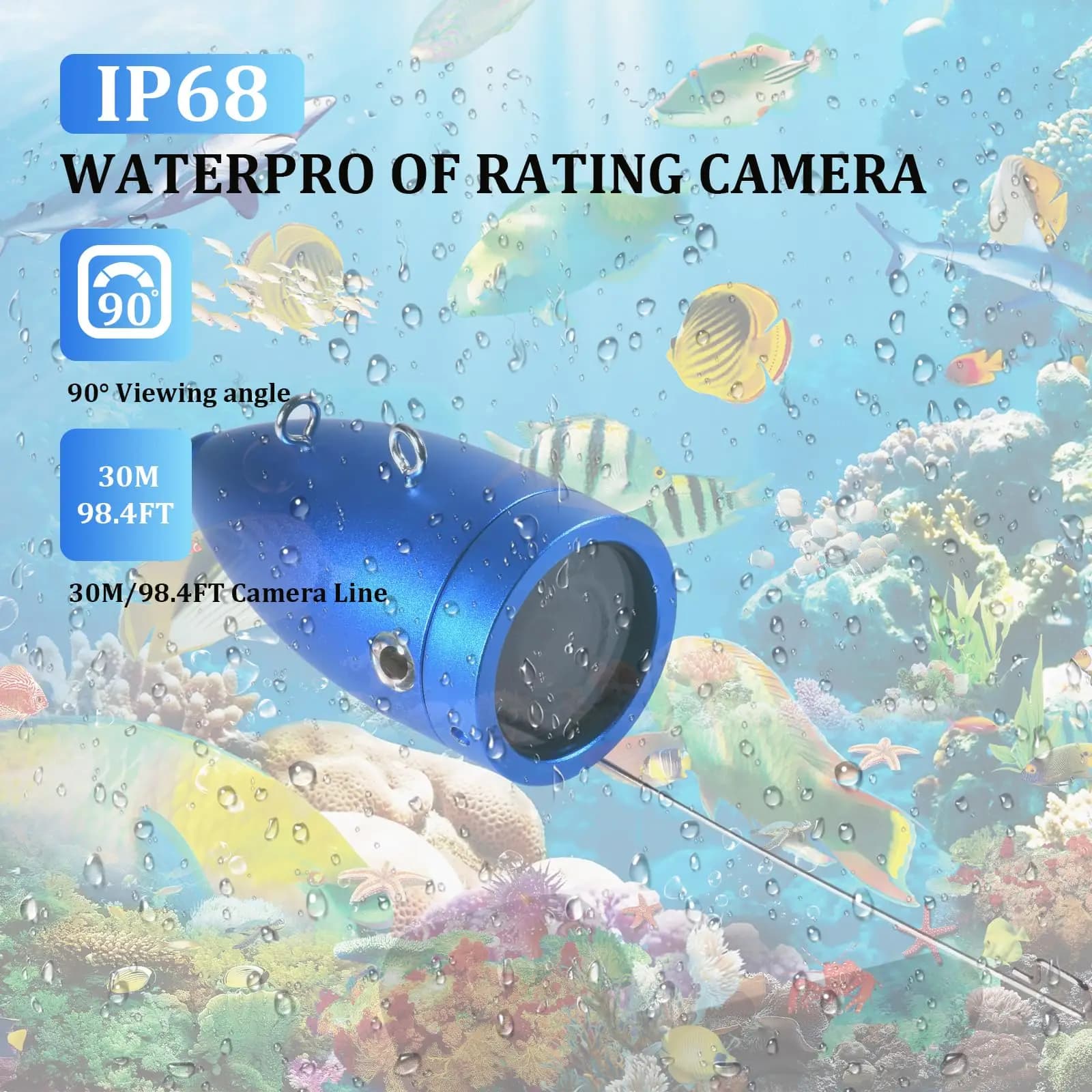Caméra sous-marine pêche 7 pouces vision nocturne infrarouge 30m câble étanche portable pour pêche glace