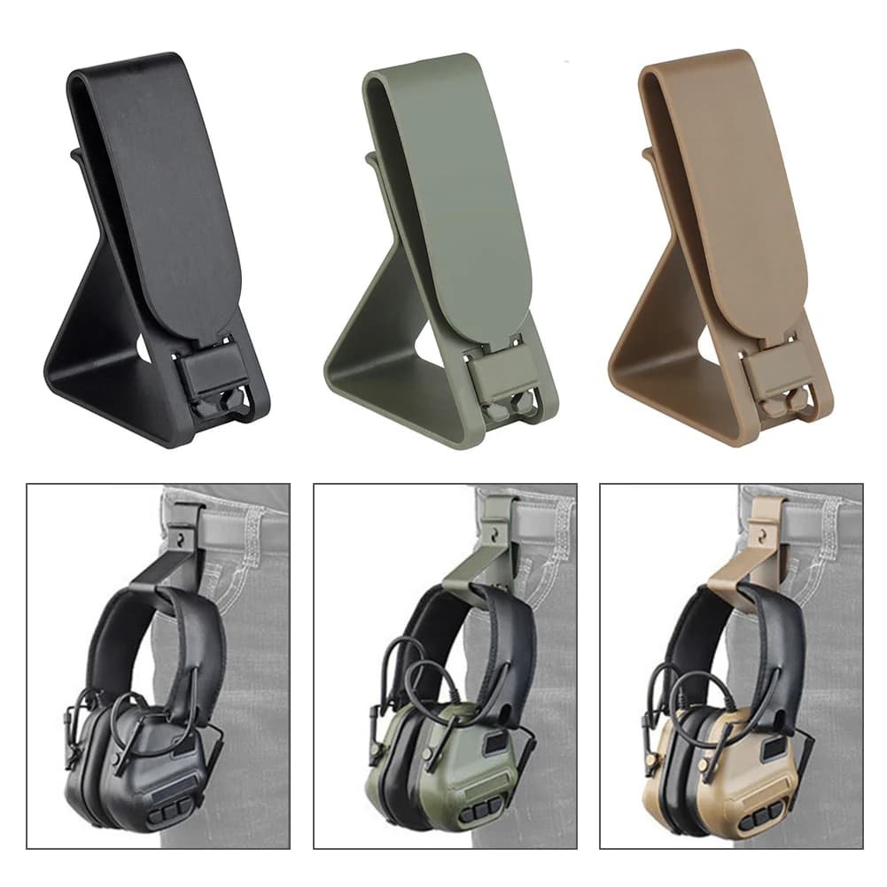 Clip accroche casque tactique pêche - Attache rapide molle pour protecteurs auditifs