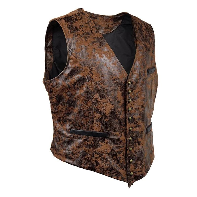 Veste sans manches homme cuir suédé hiver automne - Veston vintage col V casual rétro