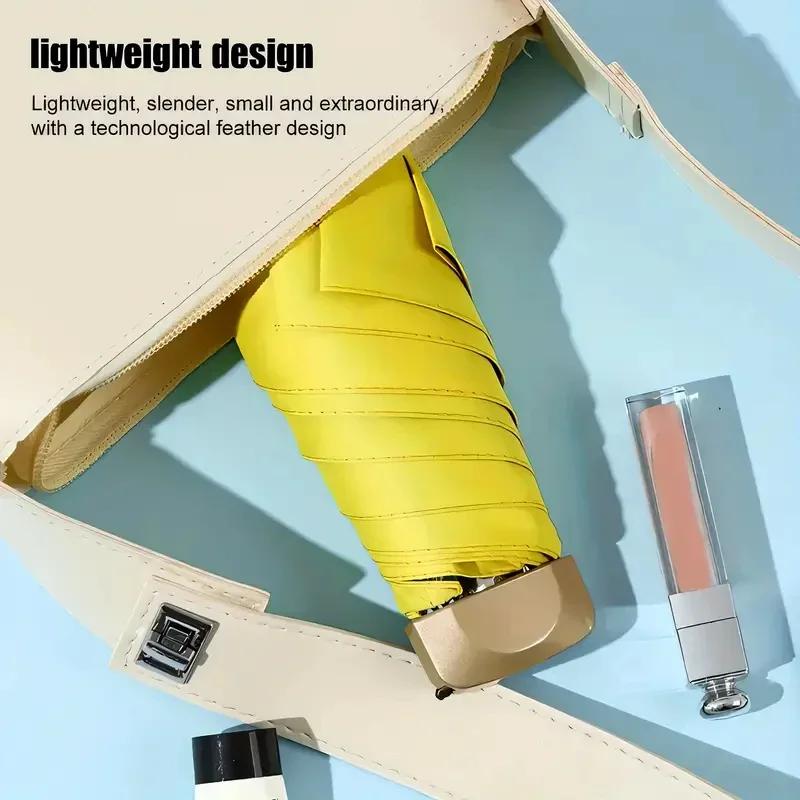 Mini parapluie pliant portable capsule UV protection UPF50+ voyage soleil pluie compact