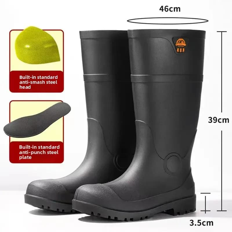 Bottes de travail homme sécurité coque acier semelle anti-écrasement pêche industrielle