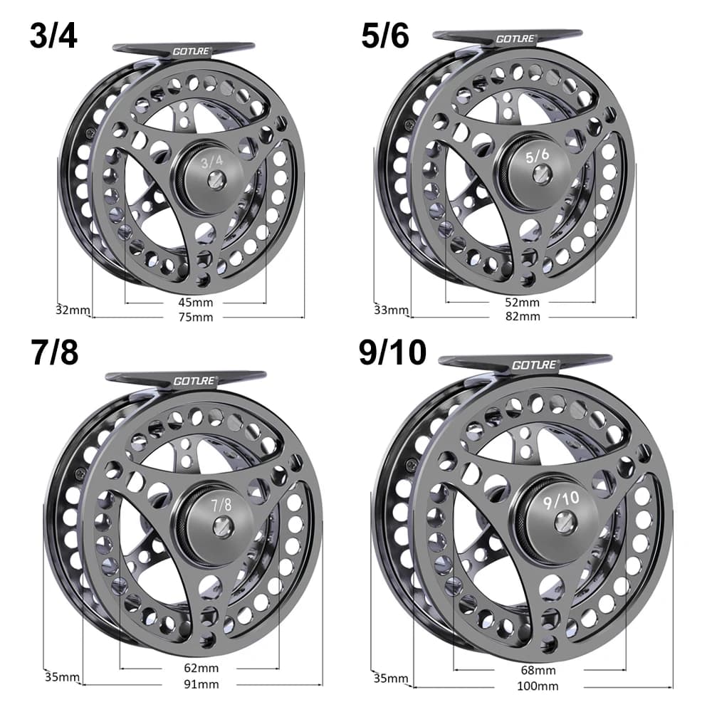 Moulinet de pêche à la mouche Goture CNC aluminium 2+1BB pour truite carpe soie 3/4 à 9/10 manivelle gauche droite