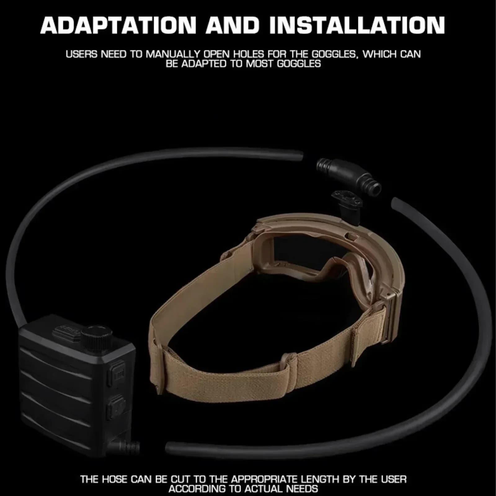 Ventilateur anti-buée sans fil pour lunettes tactiques de pêche - Réglage vitesse ajustable