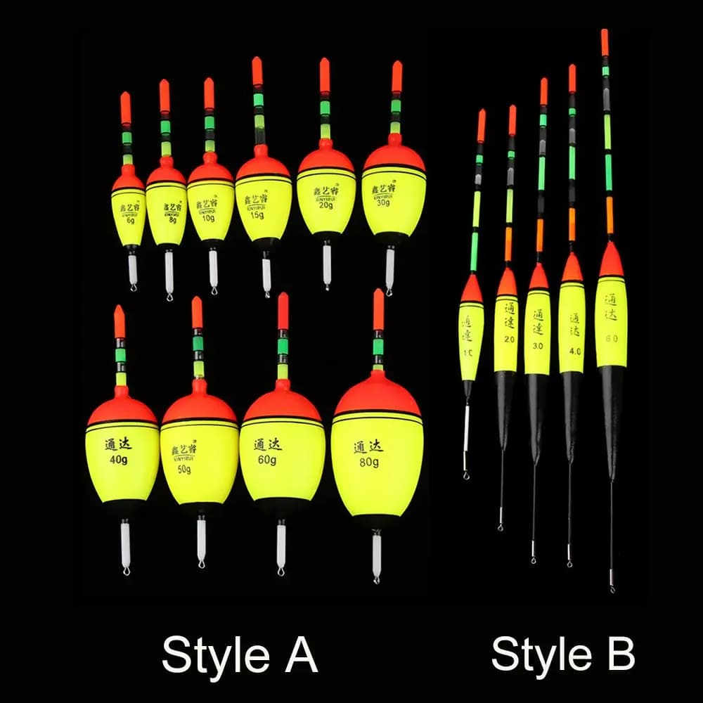 Flotteur de pêche lumineux nuit Eva 8-80g, bouchon flottant résistant pour pêche en étang et rivière