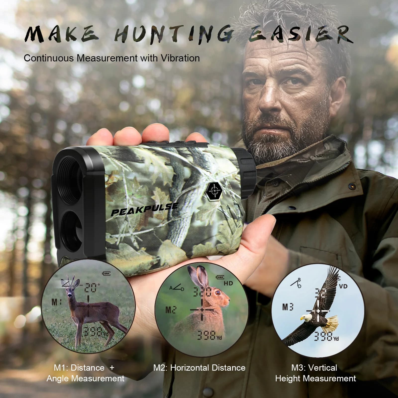 Télémètre de chasse PEAKPULSE 1200m étanche - Mesure distance hauteur angle - 6x grossissement pour pêche