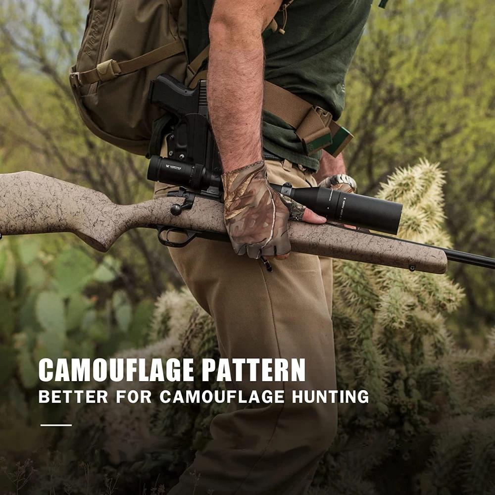 Gants camouflage pêche anti-dérapage élastiques fins mitaine 3 doigts coupés chasse vélo mi-doigts