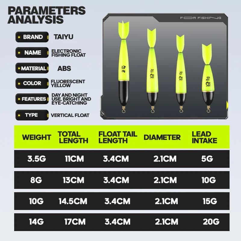 Flotteurs lumineux de pêche de nuit TAIYU 1 à 5 pièces, pour mer et rock fishing,