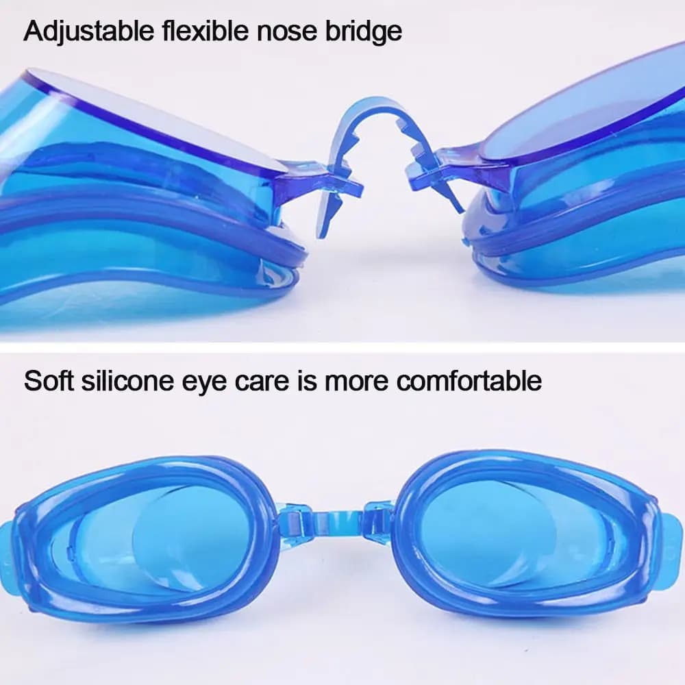 Lunettes de natation étanches anti-buée UV réglables avec embouts et pince-nez pêche