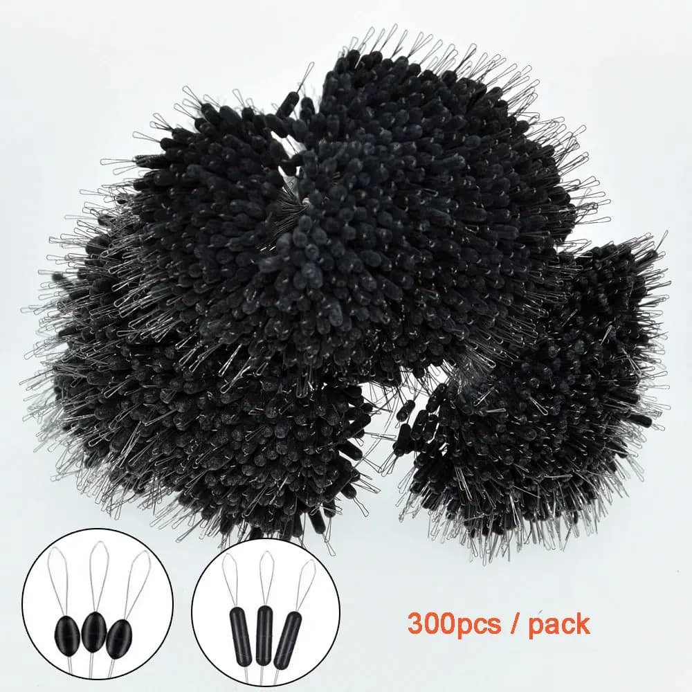 Stoppeur pêche noir en silicone 300 pièces, flotteur résistant pour ligne et accessoires de pêche