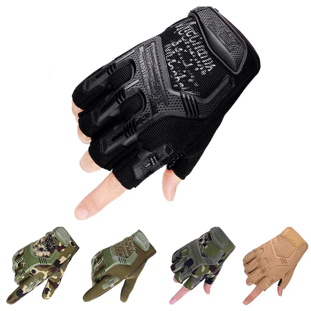 Gants tactiques demi-doigts paintball pêche protection anti-dérapants vélo sports outdoor hommes