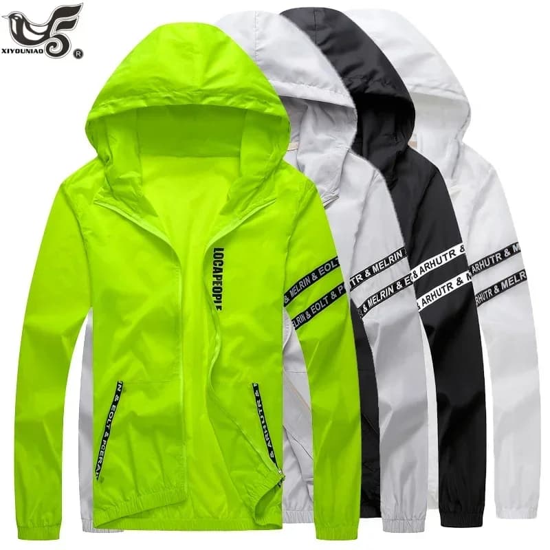 Veste légère anti-UV pour pêche estivale - Coupe-vent fin avec capuche - Homme