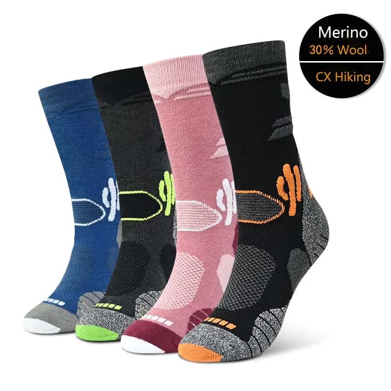 Chaussettes randonnée 30% laine mérino homme femme automne hiver chaudes pêche outdoor