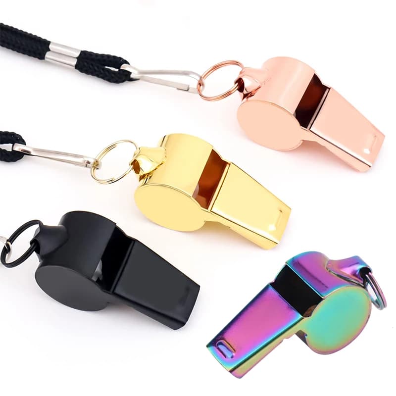 Sifflet survie acier inoxydable noir rose doré pendentif cou sport maître-nageur pêche