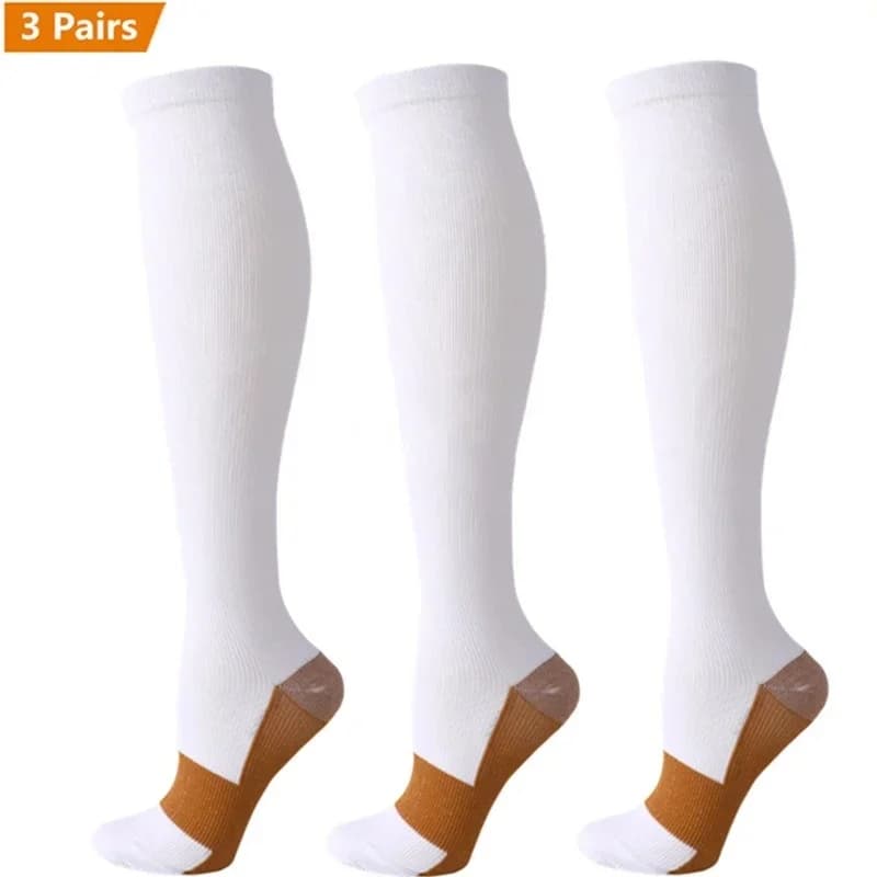 3 paires chaussettes compression cuivre 15-20 mmHg anti-fatigue soulagement douleurs pêche