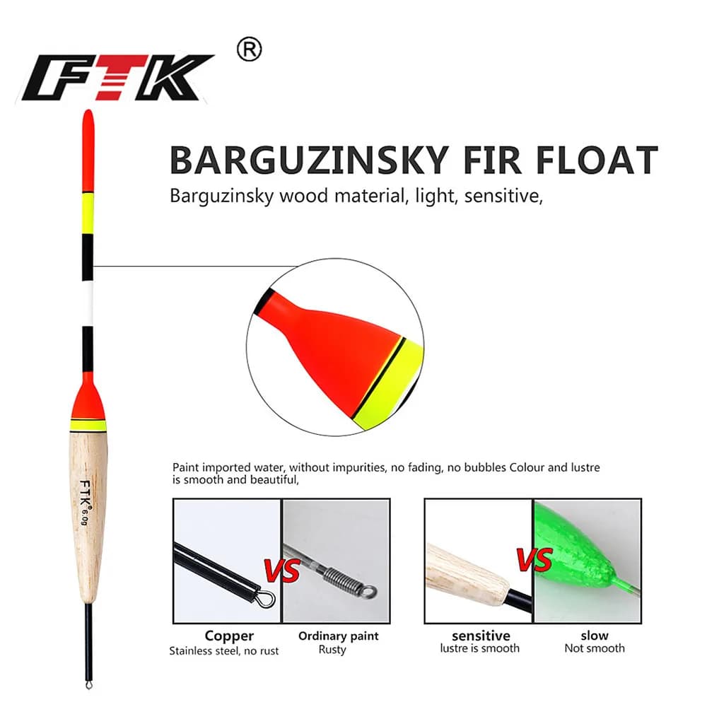Set professionnel de flotteurs FTK 2g-6g pour pêche verticale Barguzinsky 19-23cm