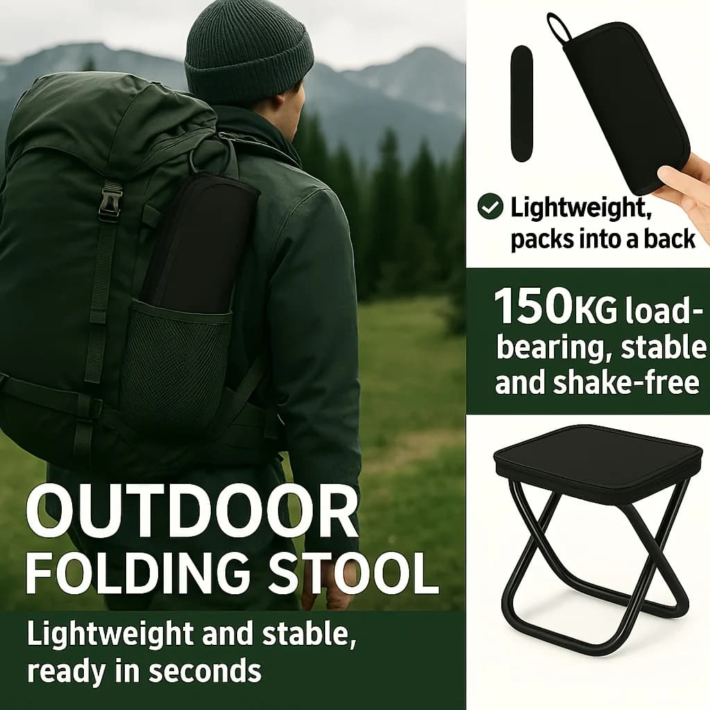 Tabouret pliant léger portable avec sac de transport pour pêche camping et randonnée